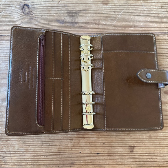 Filofax Malden Ochre Brown Personal Binder Planner Upgraded 30mm Rings in Gold - Picture 12 of 17